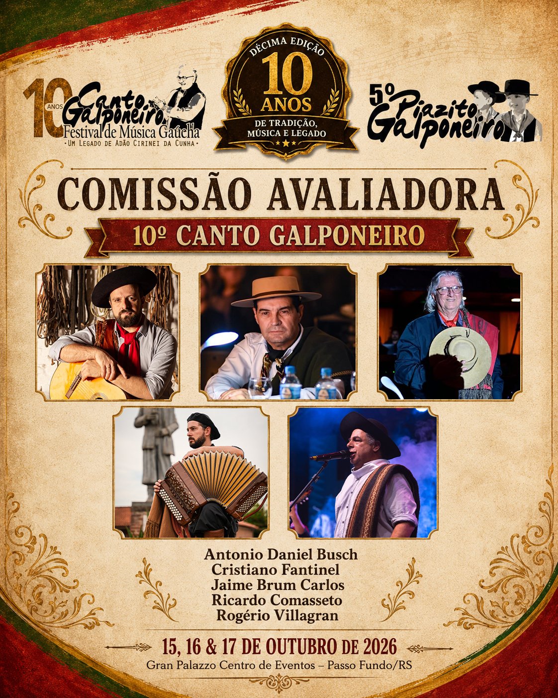 Comissão avaliadora do 10º Canto Galponeiro é anunciada